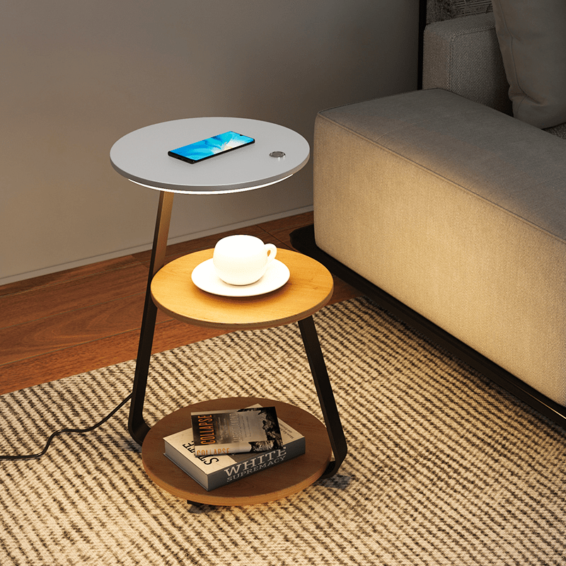 Space Saving Double Shelf Nightstand Lamp