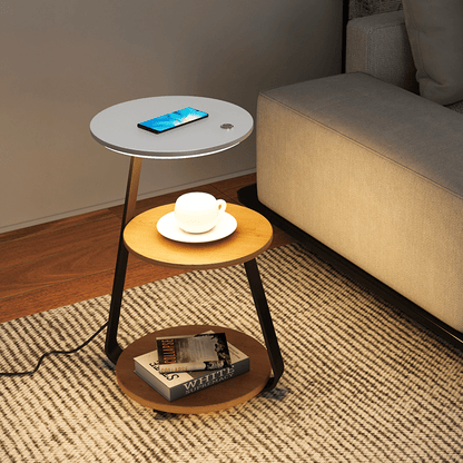 Space Saving Double Shelf Nightstand Lamp