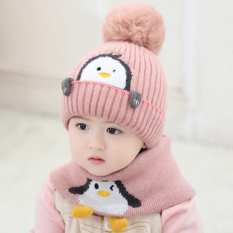 Cozy Animal Knit Hat and Scarf Set for Children - Fesara