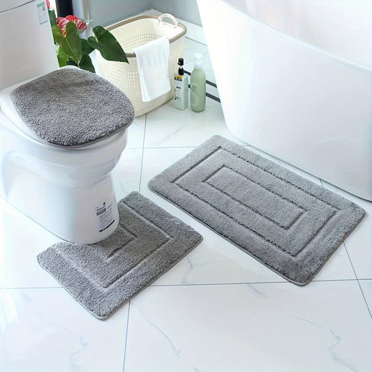 Plush Bathroom Mat Set - Anti-Slip and Fast Drying - Fesara