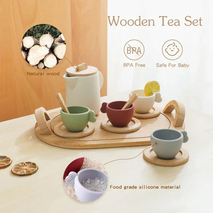 Natural Wooden Silicone Tea Infuser Set