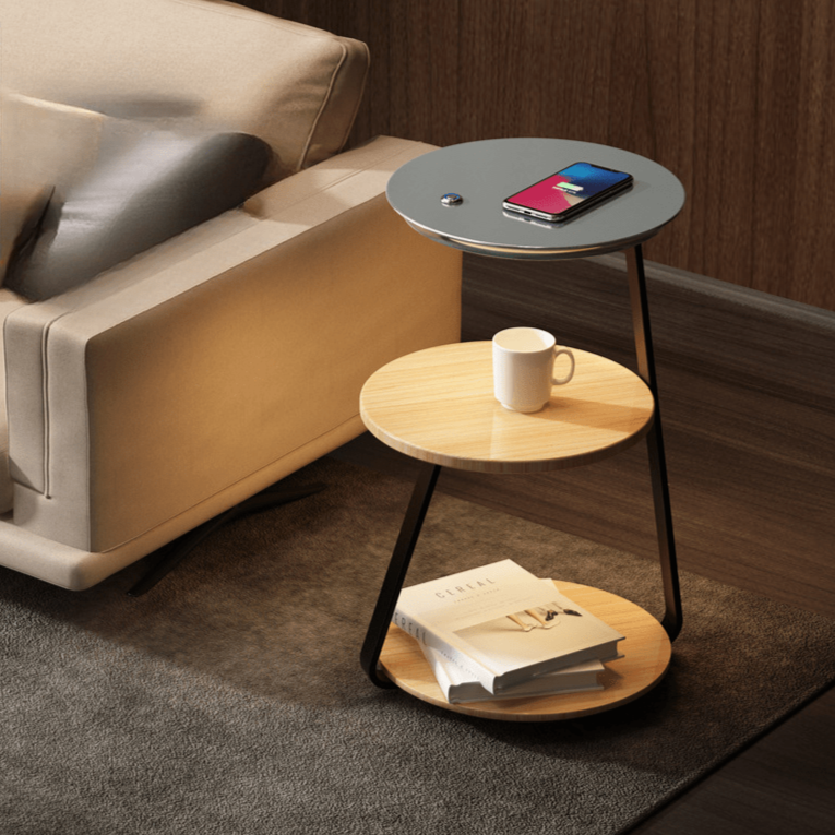 Space Saving Double Shelf Nightstand Lamp
