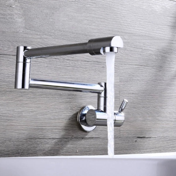 Space-Saving Folding Kitchen Faucet in Chrome Finish