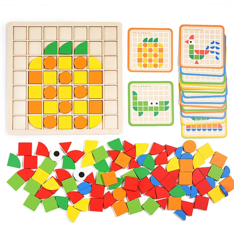 Colorful Wooden Brain Teaser Puzzle Set