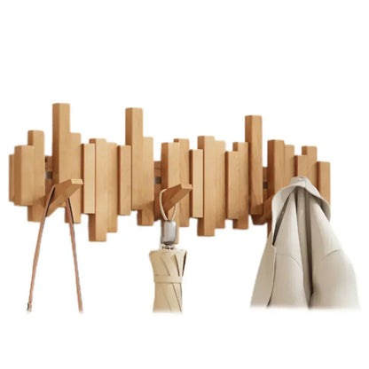 Natural Wood Wall Panel for Entryway Organization