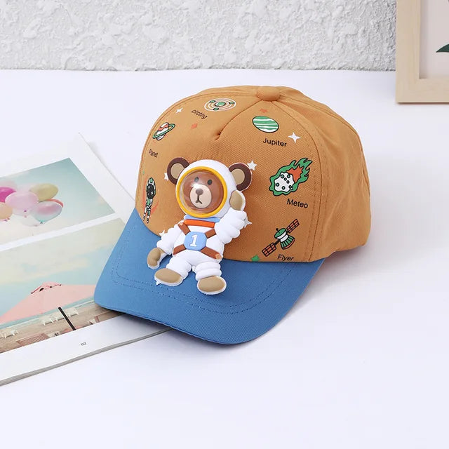 Fun Kids Baseball Cap with Cute Bear Design