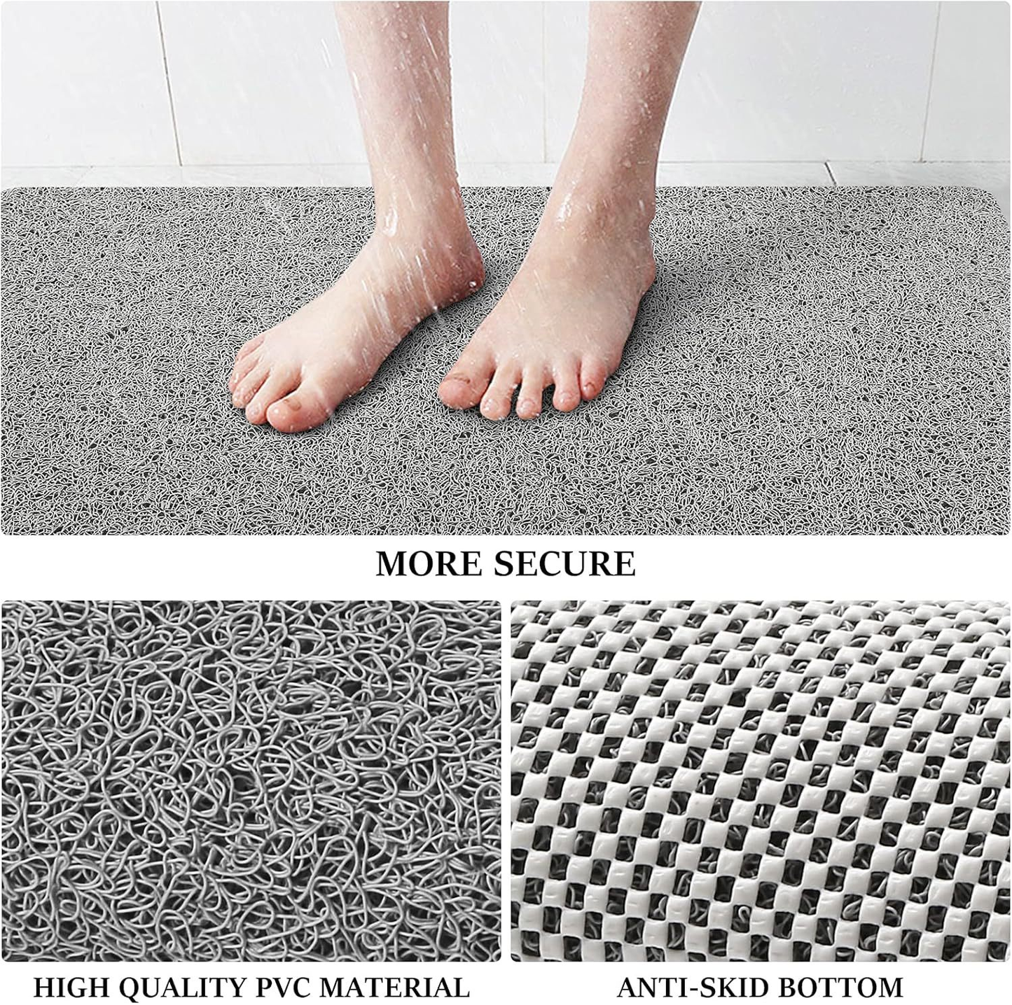 Non-Slip Bath Mat with Fast Drainage for Bathroom Floors