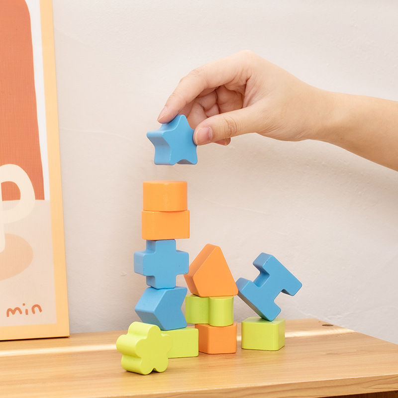 Natural Wood Building Blocks Toy Cube