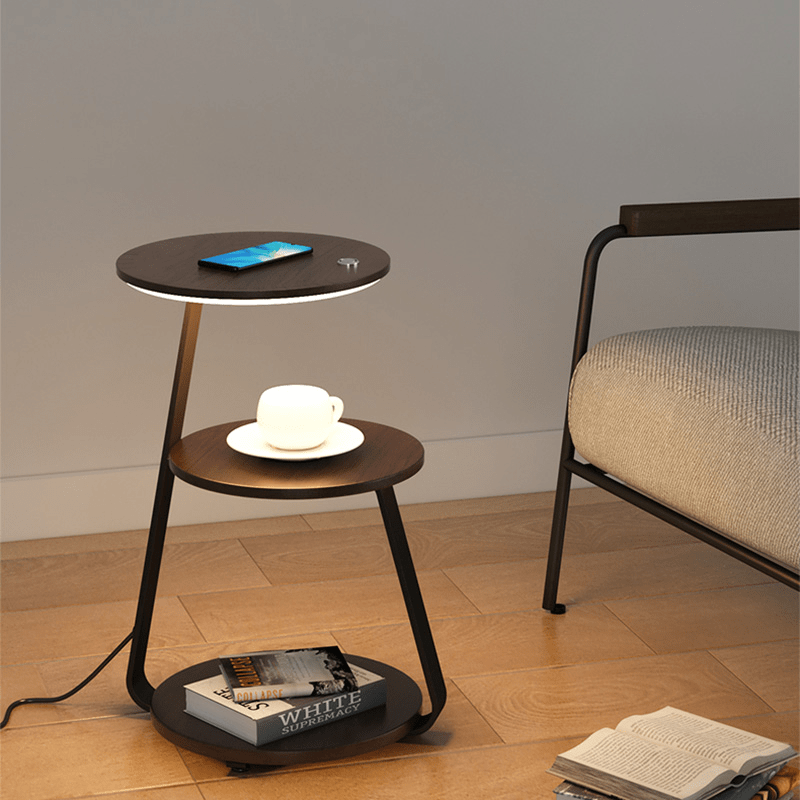 Space Saving Double Shelf Nightstand Lamp