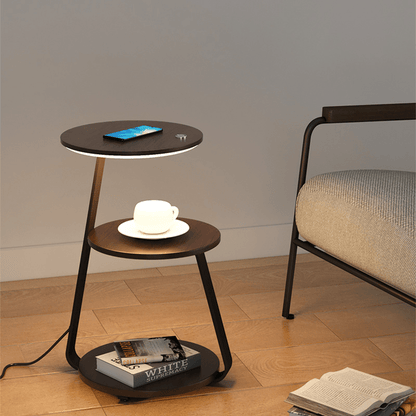 Space Saving Double Shelf Nightstand Lamp