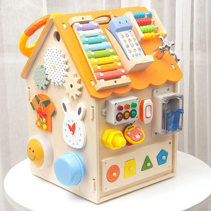 Natural Wood Learning House for Kids