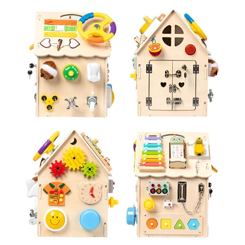 Natural Wood Learning House for Kids