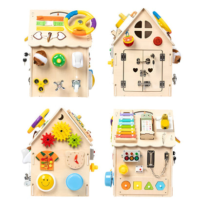 Natural Wood Learning House for Kids