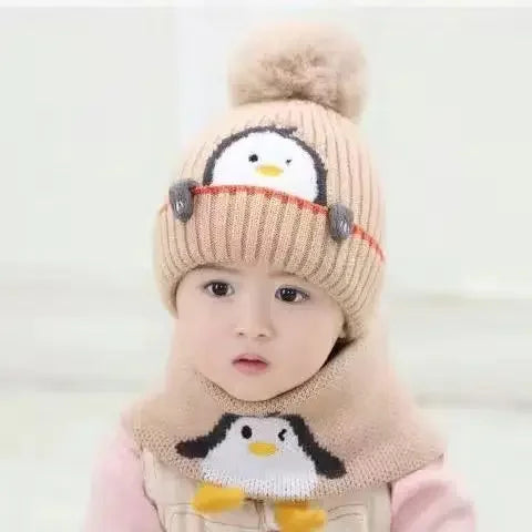 Cozy Animal Knit Hat and Scarf Set for Children