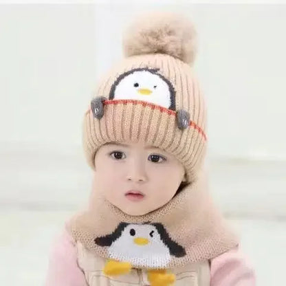 Cozy Animal Knit Hat and Scarf Set for Children