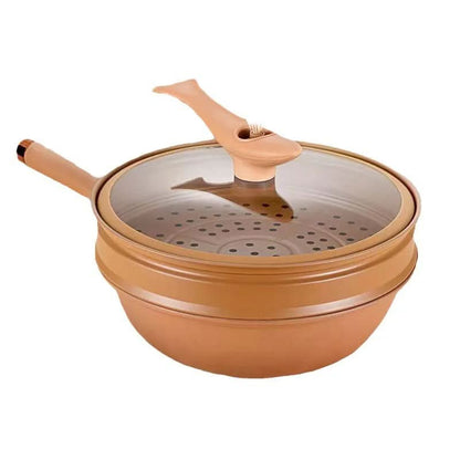 Non-Stick Wok with Steam Cooker Basket