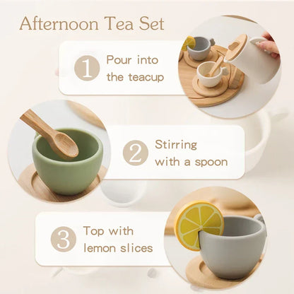 Natural Wooden Silicone Tea Infuser Set
