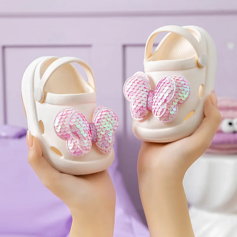 Sparkly Kids Sandals with Wings - Cozy Girls Slippers