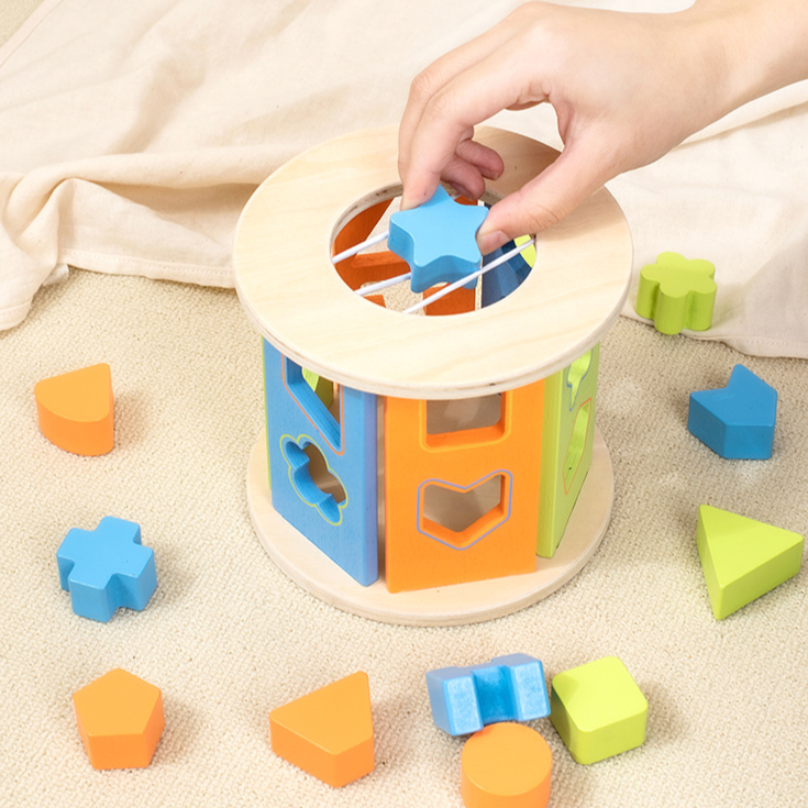 Natural Wood Building Blocks Toy Cube