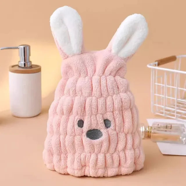 Soft & Fast Bunny Ear Microfiber Hair Towel Cap - Fesara