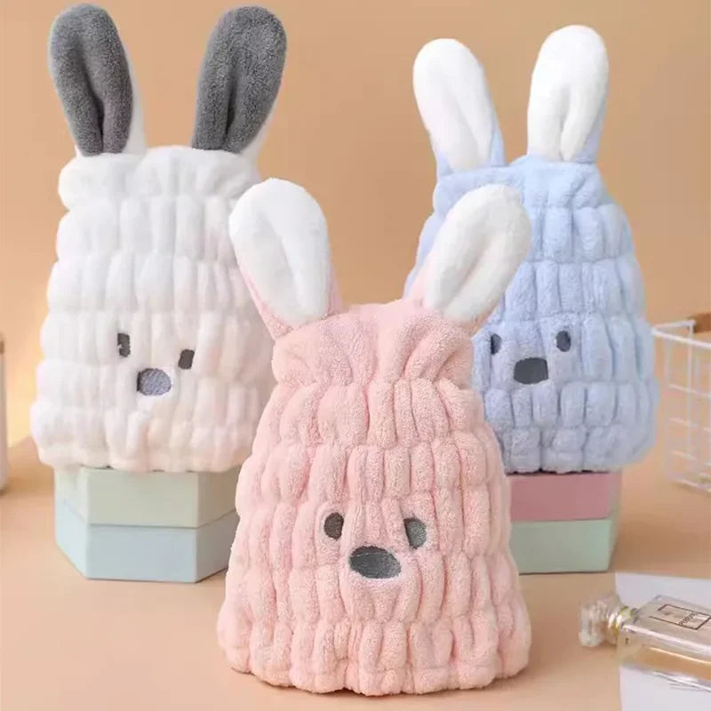 Soft & Fast Bunny Ear Microfiber Hair Towel Cap