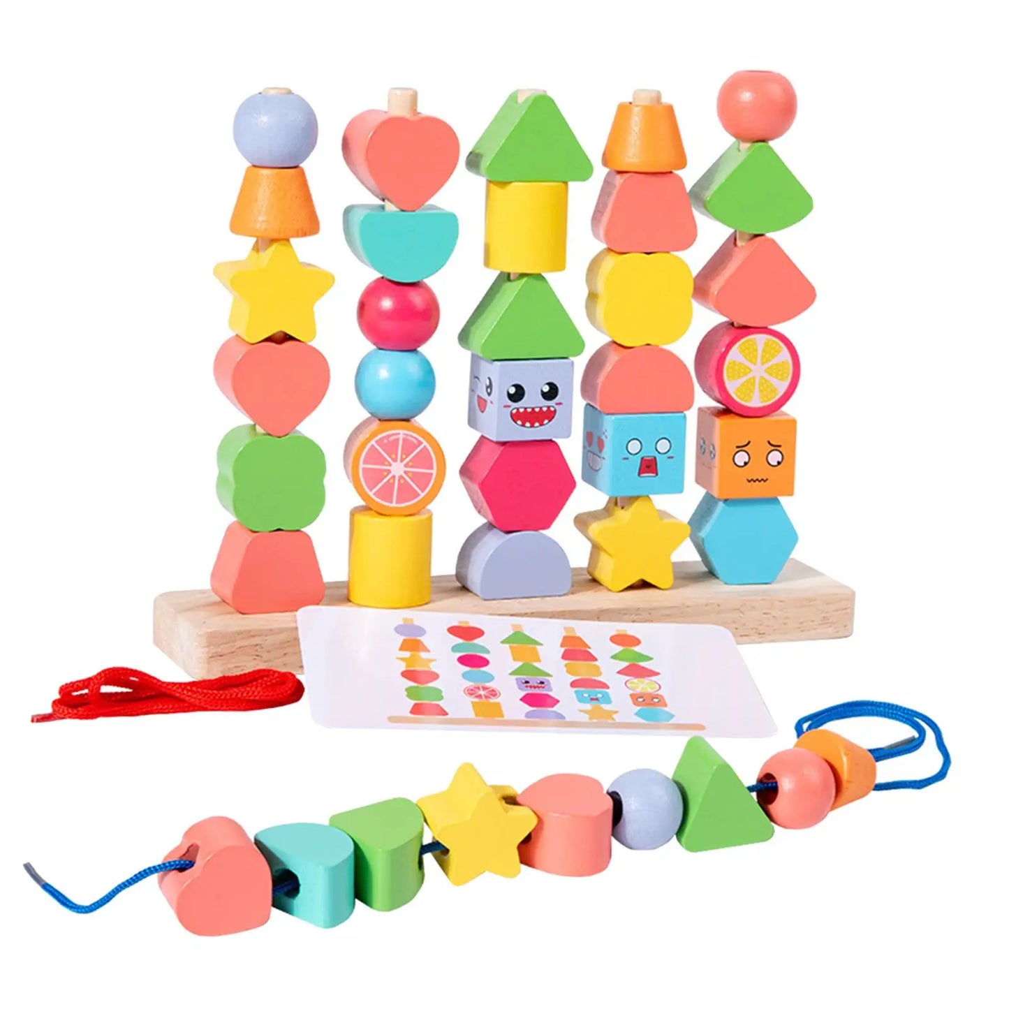 Educational Wooden Building Blocks with Bright Shapes