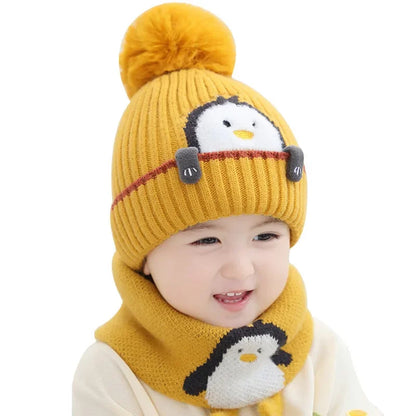 Cozy Animal Knit Hat and Scarf Set for Children