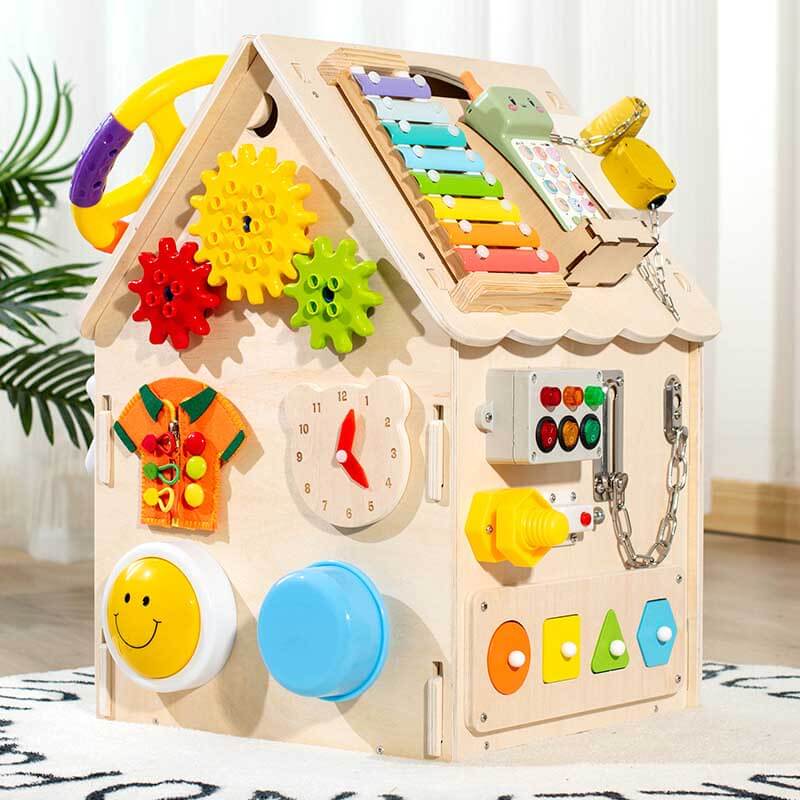 Natural Wood Learning House for Kids