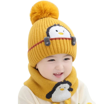 Cozy Animal Knit Hat and Scarf Set for Children