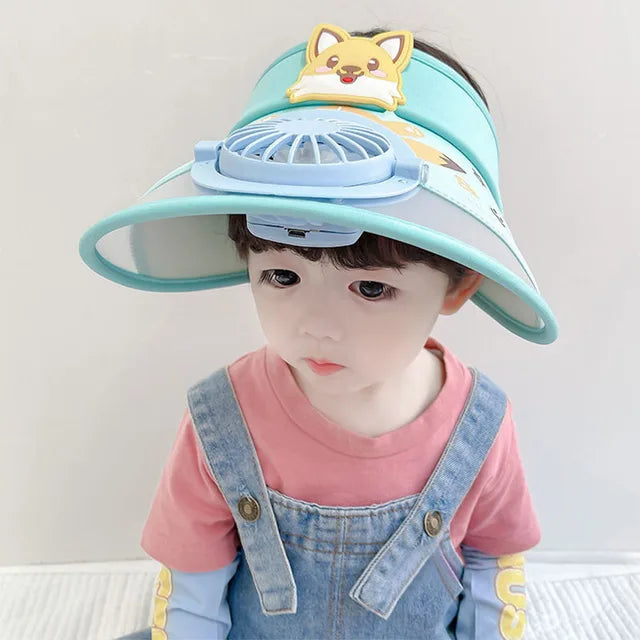 Kids Summer Sun Hat with Cooling Fan