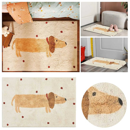 Cute Dachshund Plush Kids Bedroom Rug