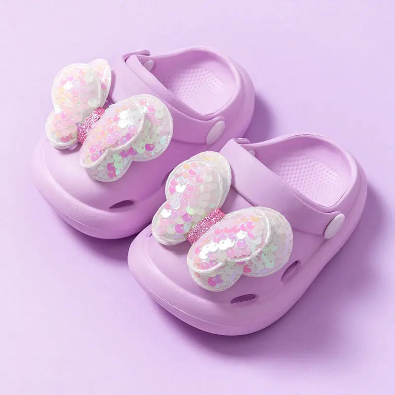 Sparkly Kids Sandals with Wings - Cozy Girls Slippers