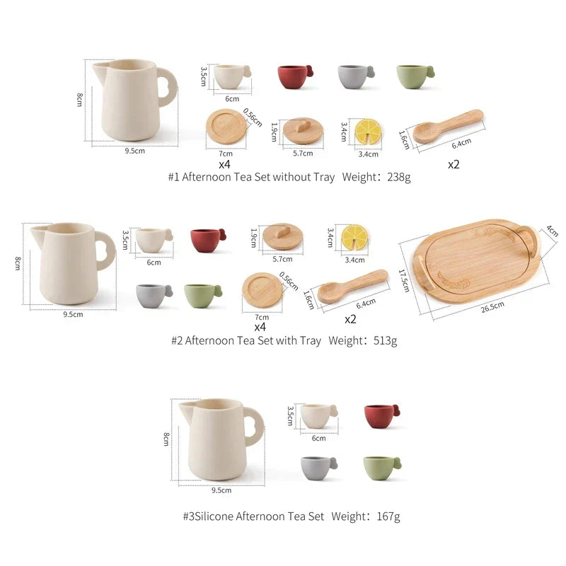 Natural Wooden Silicone Tea Infuser Set