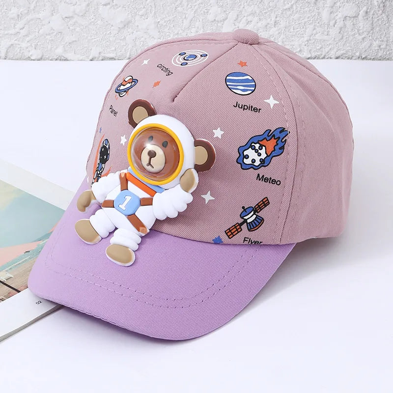 Fun Kids Baseball Cap with Cute Bear Design