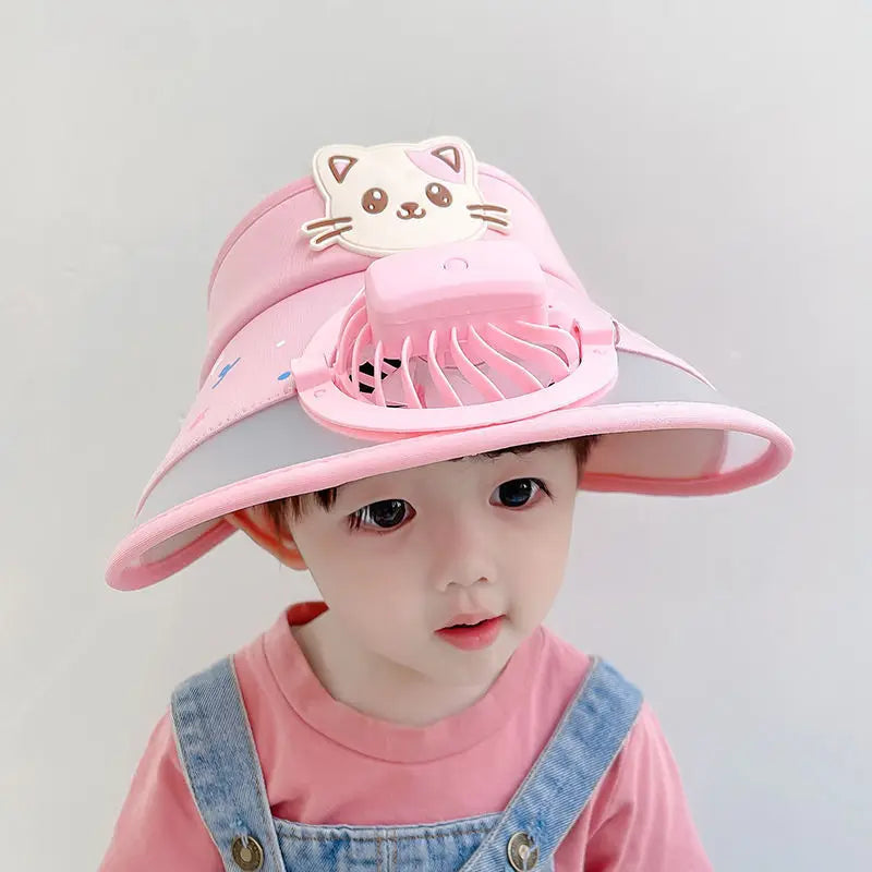 Kids Summer Sun Hat with Cooling Fan