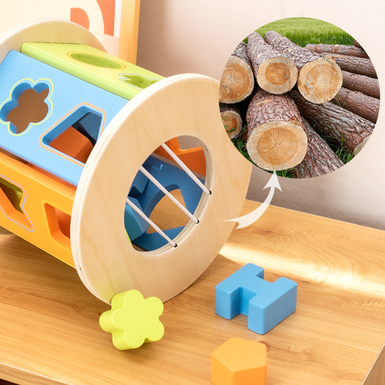 Natural Wood Building Blocks Toy Cube