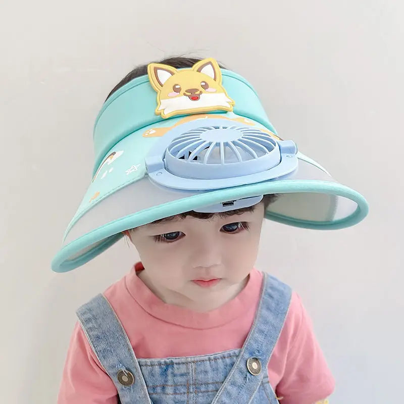 Kids Summer Sun Hat with Cooling Fan