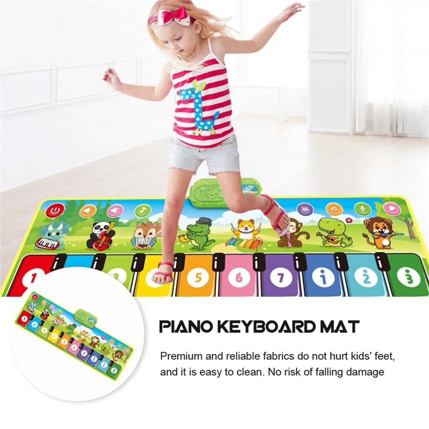 Fun Kids Piano Playmat with 8 Musical Instrument Sounds