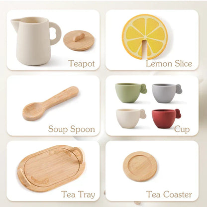 Natural Wooden Silicone Tea Infuser Set