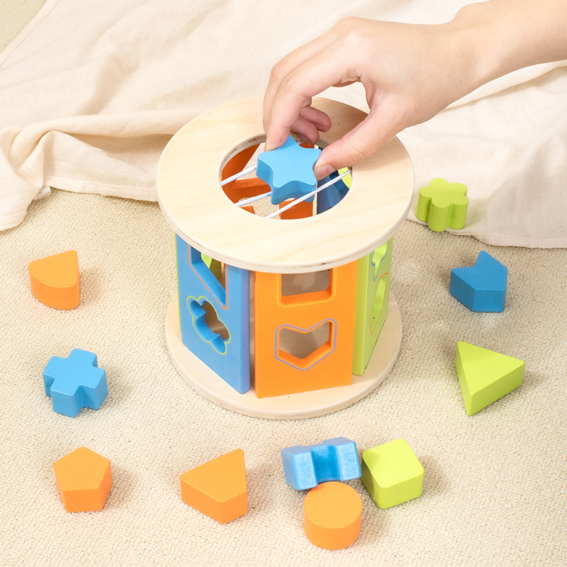 Natural Wood Building Blocks Toy Cube
