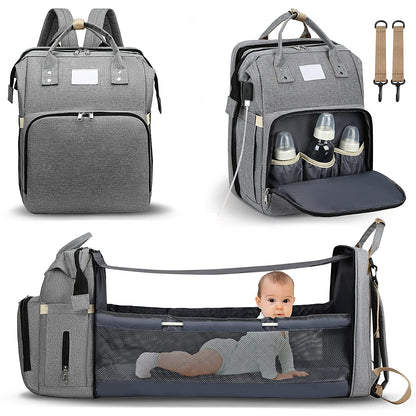 Practical Baby Changing Bag with Portable Bed & USB Charger - Fesara