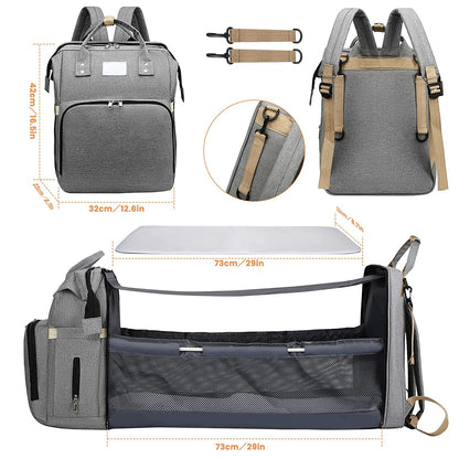 Practical Baby Changing Bag with Portable Bed & USB Charger