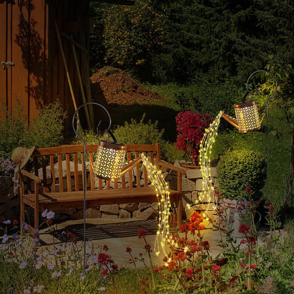 Solar Powered Watering Can with LED Light - Fesara