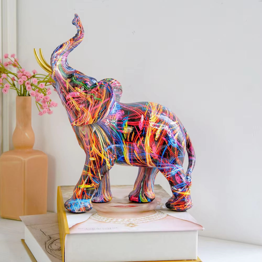Colorful Elephant Statue Modern Home Decor Figurine
