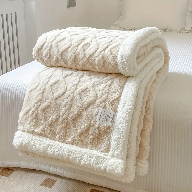 Soft Plush Reversible Blanket for Home and Outdoor Use