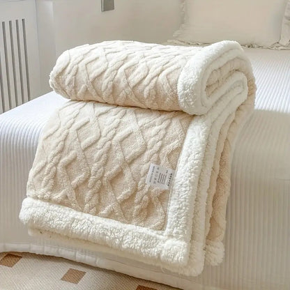 Soft Plush Reversible Blanket for Home and Outdoor Use