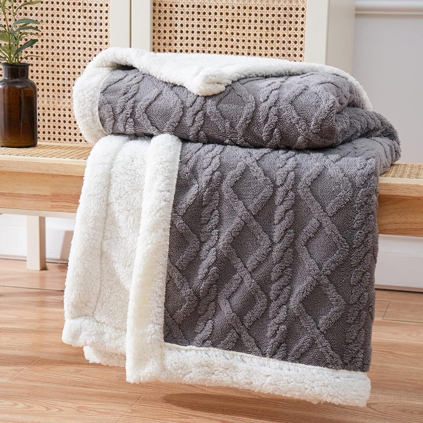 Soft Plush Reversible Blanket for Home and Outdoor Use - Fesara