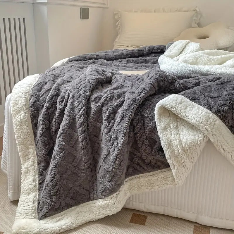 Soft Plush Reversible Blanket for Home and Outdoor Use