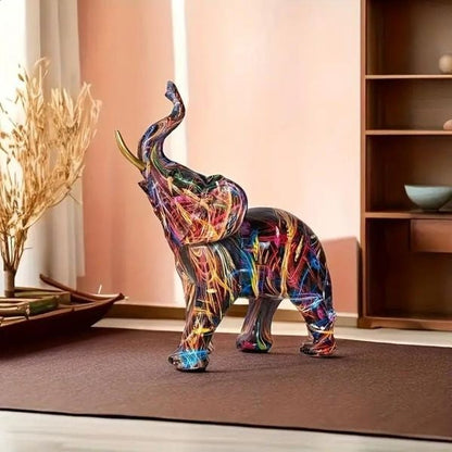 Colorful Elephant Statue Modern Home Decor Figurine