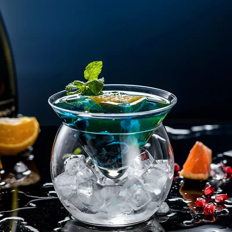 Luxury Clear Ice Martini Cocktail Glass